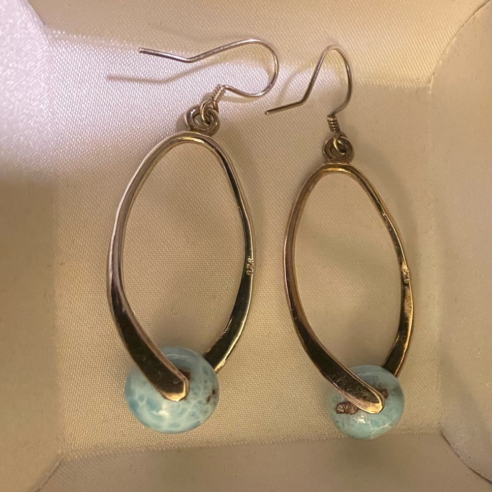 Sterling Kyanite Long Silver Drop Earrings